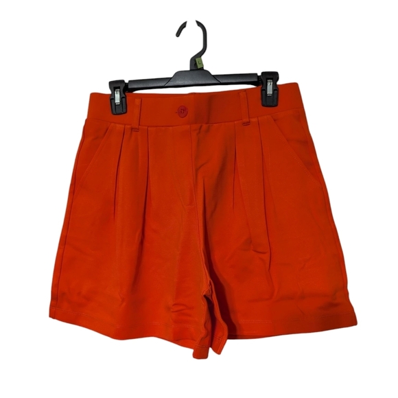Betabrand Orange 90s High Waist Pleated Front Trouser Shorts Size Medium - Picture 8 of 8